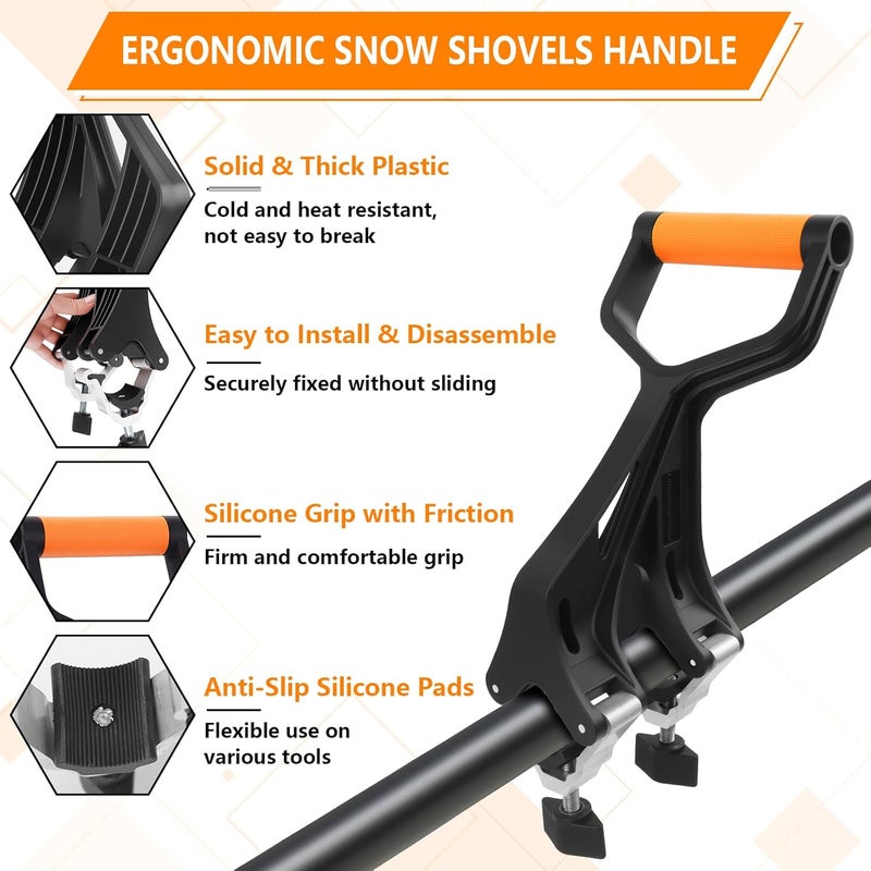 KJX Upgraded Shovel Handle Extension, Ergonomic Snow Shovel Handle Replacement, Back Saver Attachment Universal Fit for Weed Eater, Rakes, String Trimmers, Shovels and More Yard Tools - Image 3